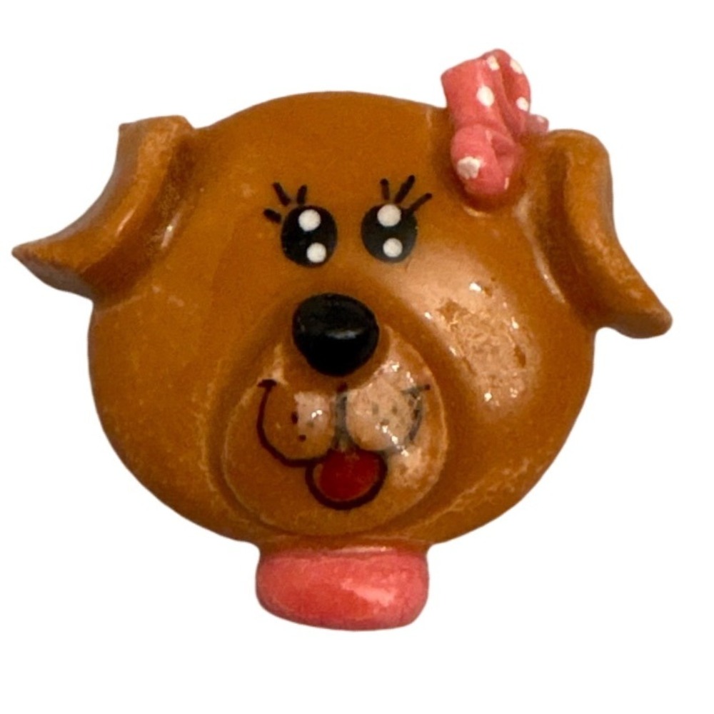 Cute‎ Clay Dog Face Charms Bow Collar for Crafts Jewelry Making Velcro  on Back